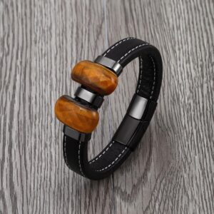 Cross-border hot selling retro jewelry with large eyes and faceted natural tigers eye stone for men2