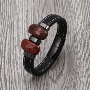 Cross-border hot selling retro jewelry with large eyes and faceted natural tigers eye stone for men